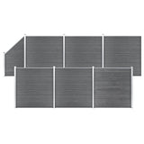 WPC Fence Set 6 Square + 1 Slanted 1138x186 cm Grey 3053238