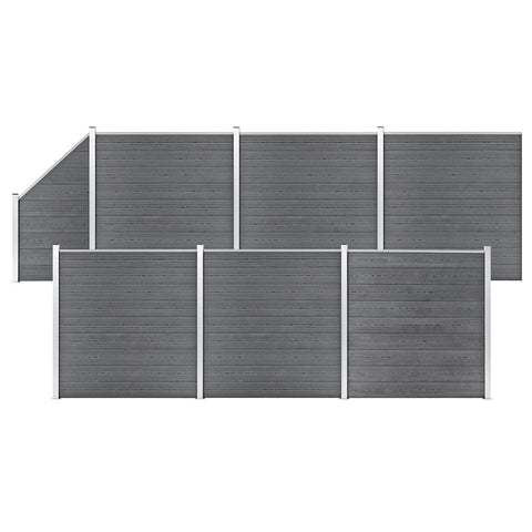 WPC Fence Set 6 Square + 1 Slanted 1138x186 cm Grey 3053238