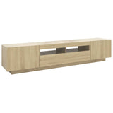 TV Cabinet with LED Lights Sonoma Oak 200x35x40 cm 3081909