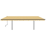 Manual Retractable Awning with Posts 6x3 m Yellow and White 3070198