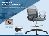 102.5-126cm Draughtsman Office Chair, with Footrest - Grey T3398P329505