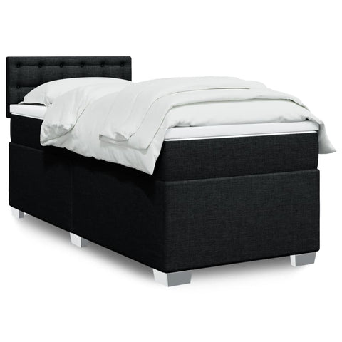 ZNTS Box Spring Bed with Mattress Black 90x200 cm Fabric 3285787