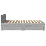 Bed Frame with Headboard without Mattress Grey Sonoma 200x200 cm 3295539