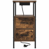 Bedside Cabinet with Drawer 2 pcs Smoked Oak 30 x 48 x 61 cm 859415