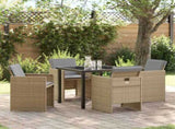 Garden Dining Set 5 pcs Beige Poly Rattan 3380613