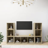 TV Cabinets 3 pcs Sonoma Oak 107x35x37 cm Engineered Wood 3079964