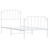 Metal Bed Frame without Mattress with Footboard White 90x190cm 373946