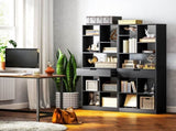 Tall Bookshelf with Drawer, Freestanding Bookcase for Bedroom, Living Room, Home Office, Black T3398P423533