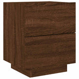 Bedside Cabinets with LED Lights 2 pcs Brown Oak Engineered Wood 836748