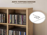 CD Storage Unit with Adjustable Shelves, 89 x 130.5 cm, Nature Wood Finish T3398P343474