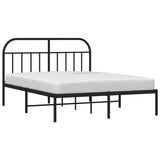 Metal Bed Frame without Mattress with Headboard Black 135x190cm 353634