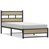 Metal Bed Frame without Mattress Sonoma Oak 90x190 cm Single 4017264
