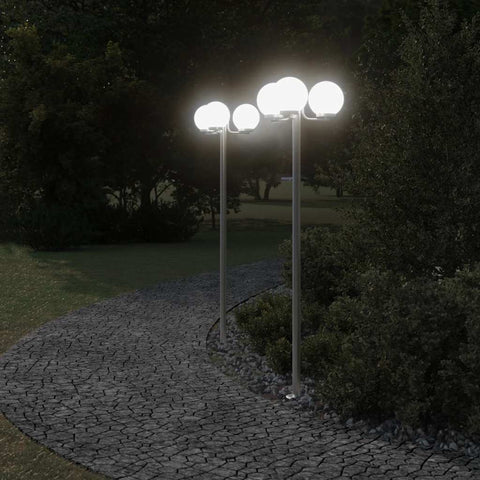 Outdoor Floor Lamps 2 pcs Silver 215 cm Stainless Steel 4006390