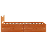 Bed Frame with Drawers Wax Brown 75x190 cm Small Single Solid Wood Pine 3301931