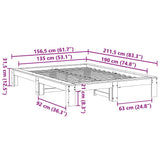 Bed Frame without Mattress White 135x190 cm Double Solid Wood Pine 3308748