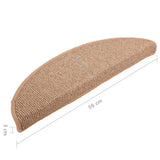 Stair Mats 15 pcs 56x17x3 cm Light Brown Half Round 149851