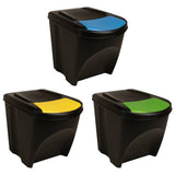Stackable Dustbins 3 pcs Anthracite 75 L 316184