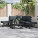 Garden Sofa Set with Cushion 5 pcs Black Aluminium 3378871