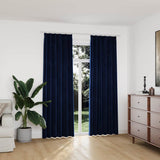 Blackout Curtains 2 pcs with Hooks Velvet Dark Blue 140x225 cm 134533