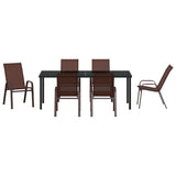 Garden Dining Set 7 pcs Brown and Black Powder-coated Steel 3379133
