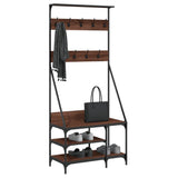 Clothes Rack with Shoe Storage Brown Oak 80x40x184 cm 837866