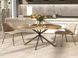 Dining Table for 4, 120 cm Industrial Kitchen Table with Wood Effect Tabletop and Steel Legs, Oak T3398P549937