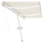 ZNTS Manual Retractable Awning with LED 600x300 cm Cream 3069602