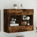 TV Wall Cabinet with LED Lights Smoked Oak 78.5x30x60.5 cm 837103