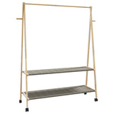 ZNTS Clothes Rack with Shelves and Wheels 132x45.5x155.5 cm Bamboo 4008913