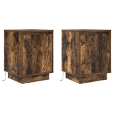 Bedside Cabinets with LED Lights 2 pcs Smoked Oak 38x34x50 cm 861274