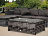 PE Rattan Garden Coffee Table, with Glass Table Top - Grey T3398P314126