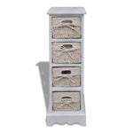 Wooden Storage Rack 4 Weaving Baskets White 240797