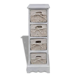 Wooden Storage Rack 4 Weaving Baskets White 240797