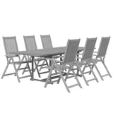 Garden Dining Set Grey Solid acacia wood 7-Piece Foldable 3079651