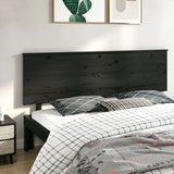 Bed Headboard Black 204x6x82.5 cm Solid Wood Pine 819194