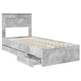 Bed Frame with Drawer Concrete Grey 75 x 190 cm Engineer Wood 3409885