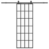 Sliding Door with Hardware Set Black 76x205 cm ESG Glass 3375933