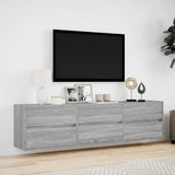 TV Wall Cabinet with LED Grey Sonoma 180x31x45 cm 3307938