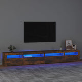 TV Cabinet with LED Lights Smoked Oak 270x35x40 cm 3152751