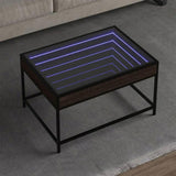 Coffee Table with Infinity LED Brown Oak 70x50x41 cm 847686