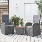 3 Piece Garden Lounge Set Grey Poly Rattan&Solid Wood Acacia 3157668