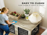 Indoor Dog Crate Furniture End Table with Soft Washable Cushion, Lockable Front Door, for Large Dogs T3398P376378
