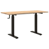 Desk with Storage Black and Natural 140 x 60 cm Solid Oak Wood 3426552