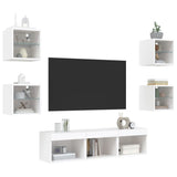 7 Piece TV Wall Units with LED White Engineered Wood 3216583