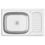 Kitchen Sink with Drainer Set Silver 800x500x155 mm Stainless Steel 147232