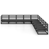 9 Piece Garden Lounge Set Black Solid Pinewood 3075848