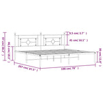 Metal Bed Frame without Mattress with Headboard Black 193x203cm 374345