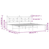 Metal Bed Frame without Mattress with Headboard Black 193x203cm 374345