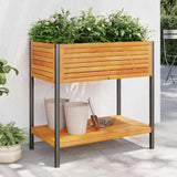Garden Planter with Shelf 80x45x80 cm Solid Wood Acacia and Steel 367617