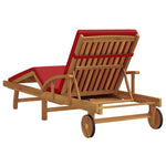 Sun Lounger Reclining Red 200 x 67 x 84cm Solid Acacia wood 4105531